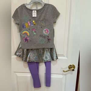 Disney Ariel 3 piece set includes t-shirt, skirt, and leggings